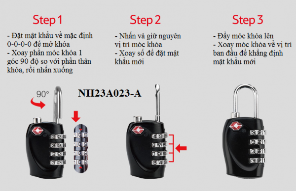 Khóa số NatureHike NH23A023-B TSA 4 số - Hình ảnh 9